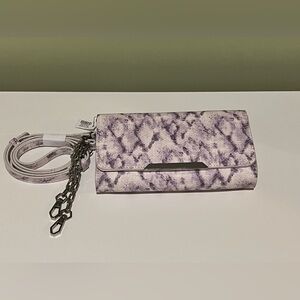 Elegant Purple Snake Print Clutch with straps - NWT